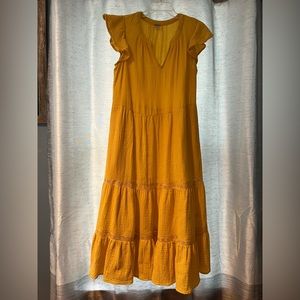 Organic cotton tiered midi dress